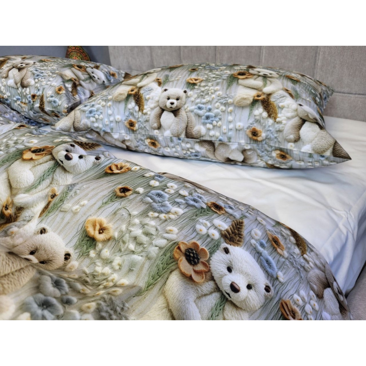Постіль з бавовни cotton 5D Ведмедик плюшевий (молочний)